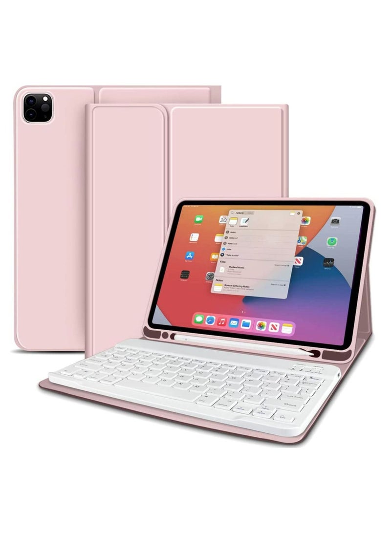 vesus iPad Pro 11 2022/2021/2020 Keyboard Case iPad Pro 11 5th/4th/3rd/2nd Generation Case And Keyboard and Pencil Holder Magnetically Detachable Wireless Bluetooth Keyboard Rose Gold Color