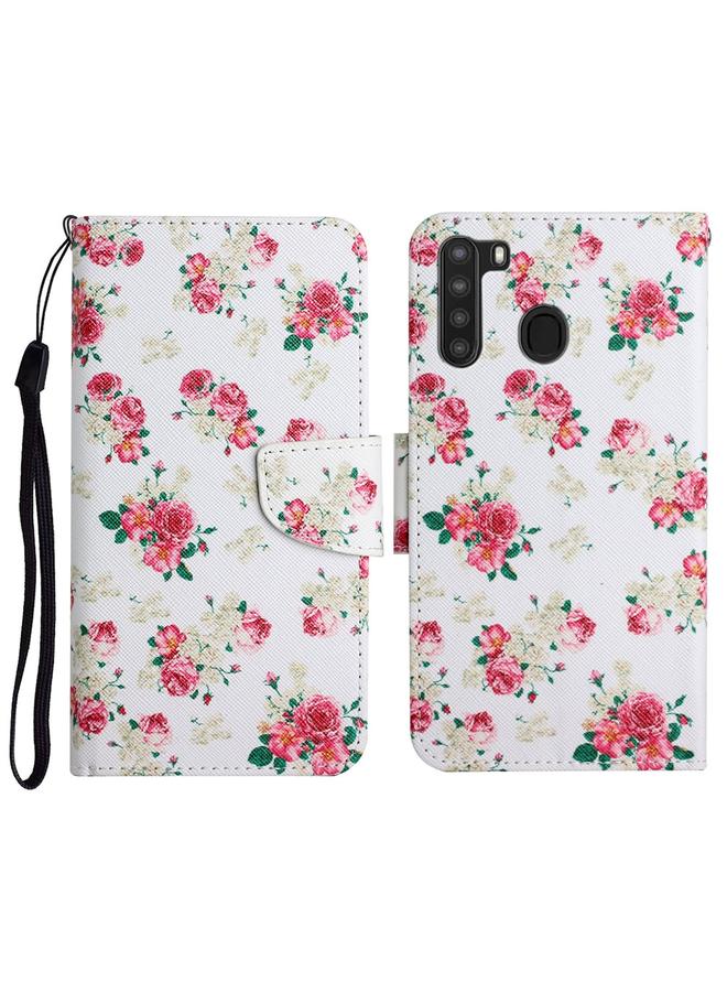 اس-توب جراب لهاتف Samsung Galaxy A21، جراب جلدي أفقي قابل للطي بنمط مرسوم مع حامل وفتحة بطاقة ومحفظة - Image 1