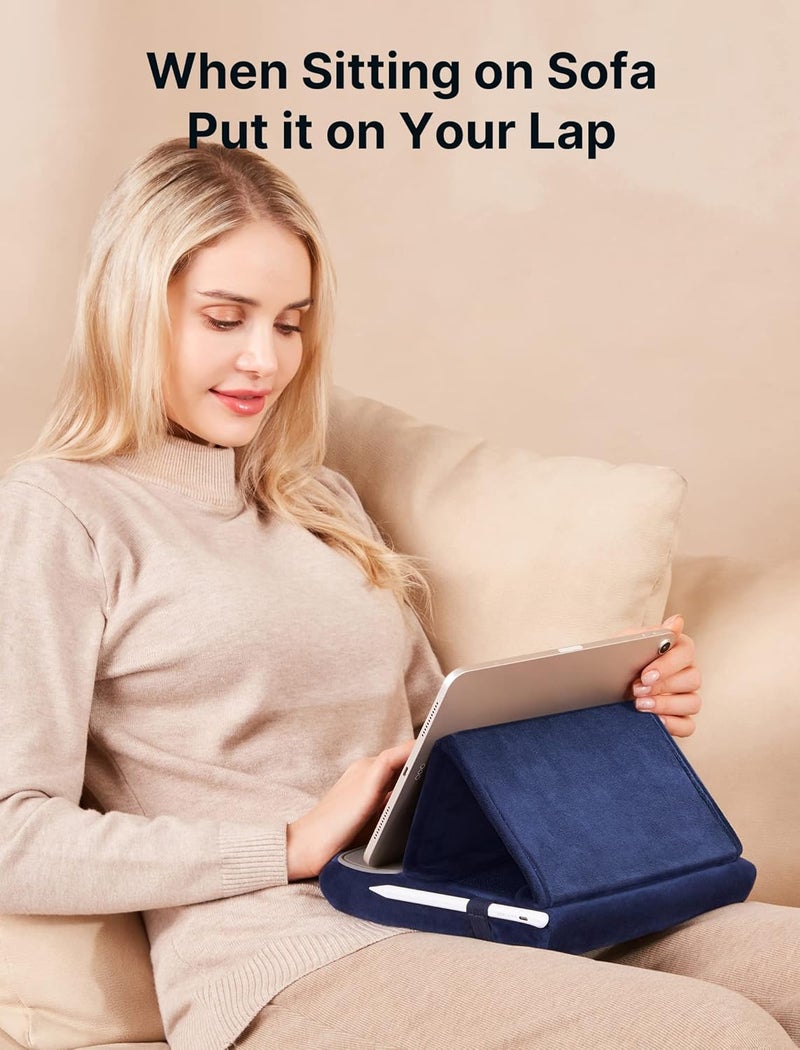 JSAUX Tablet Pillow Stand - Compatible with iPad, Kindle & More - Navy Blue - Image 2