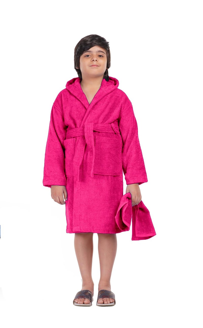 ALLEN & MATE 100% COTTON Hooded Kids Bathrobe â€“ 380 GSM, Safety Certified, Soft Lightweight & Absorbent Robe for Boys & Girls - Image 1