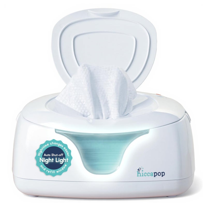 Hiccapop Baby Wipe Warmer and Baby Wet Wipes Dispenser | Baby Wipes Warmer for Babies | Diaper Wipe Warmer with Changing Light, White - Image 1