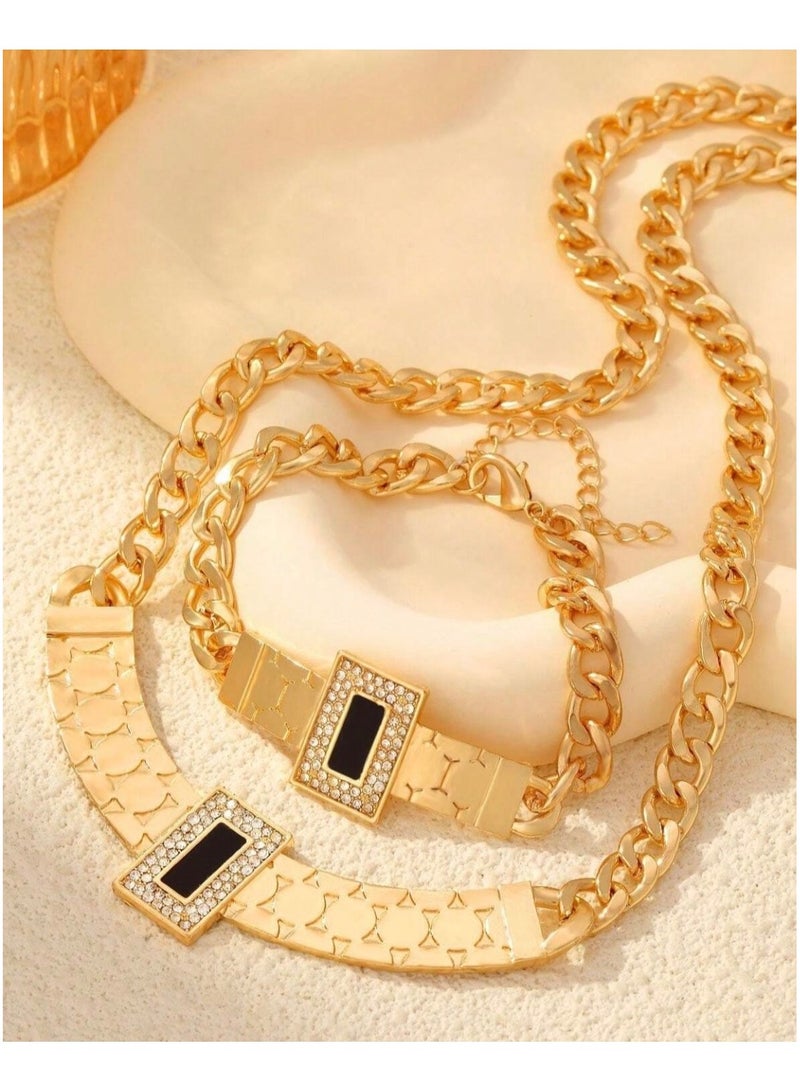 إيكوال طقم اكسسوارات نسائي أنيق مطلي باللون الذهبي - Image 1