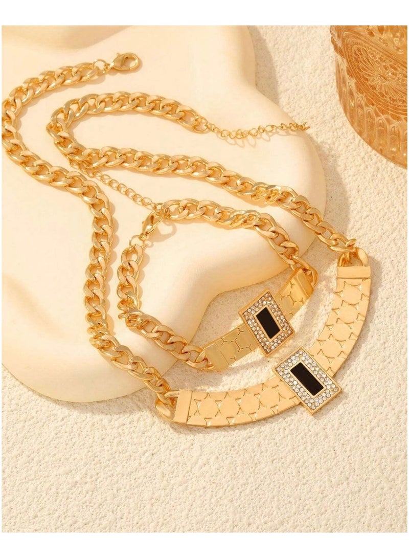 إيكوال طقم اكسسوارات نسائي أنيق مطلي باللون الذهبي - Image 2