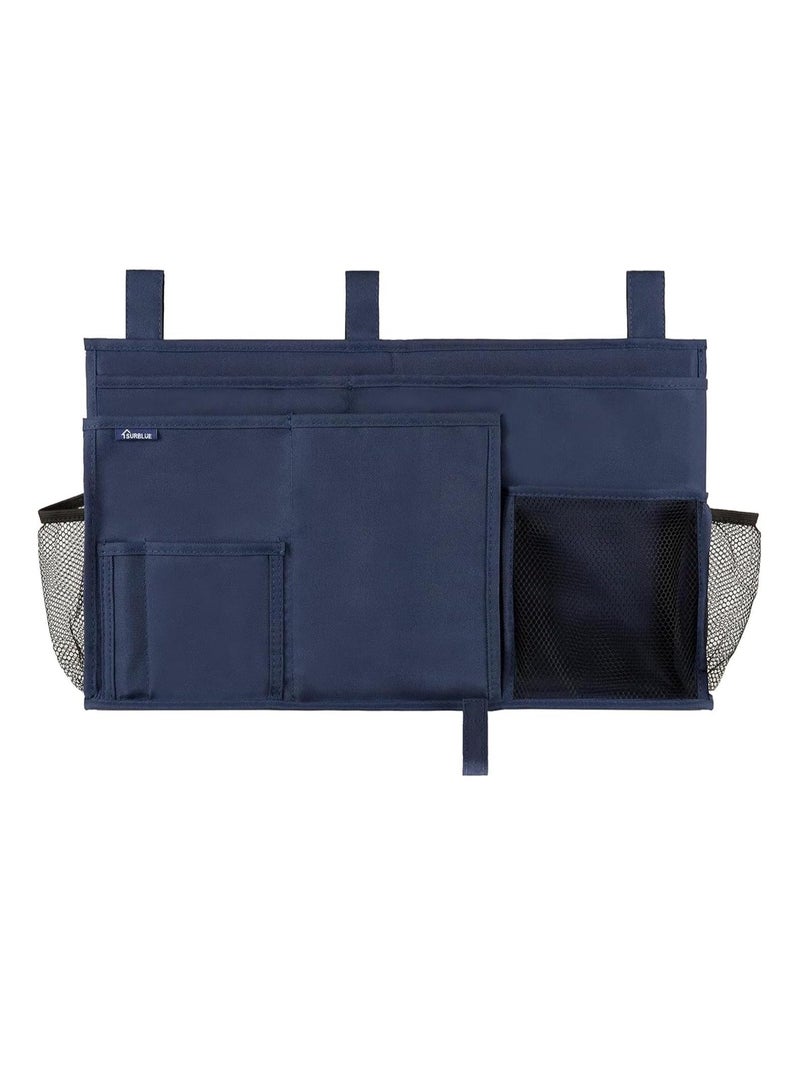 XiuWoo Bedside Caddy Hanging Bed Organizer Storage Bag Pocket for Bunk and Hospital Beds, College Dorm Rooms Baby Rails, Camp 8 Pockets (Large, Blue) - Image 3