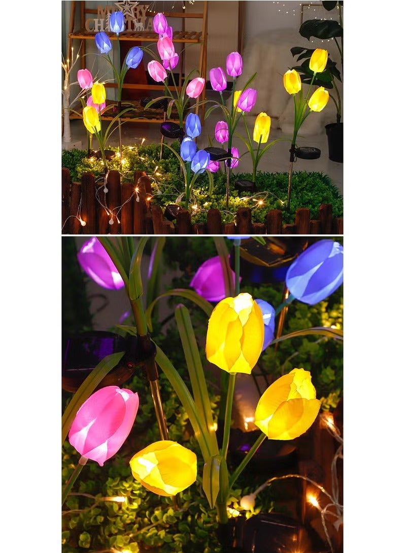 Generic 1 Set of 2 Solar Tulip Decorative Lights, Equipped with Adjustable Color Lighting, Used for Outdoor Decoration of Villa Courtyards, Gardens and Lawns  - Image 3