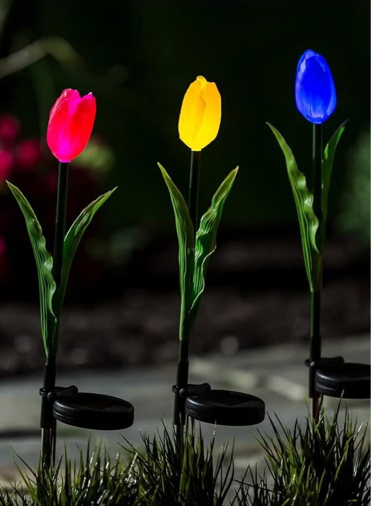 Generic 1 Set of 2 Solar Tulip Decorative Lights, Equipped with Adjustable Color Lighting, Used for Outdoor Decoration of Villa Courtyards, Gardens and Lawns  - Image 1