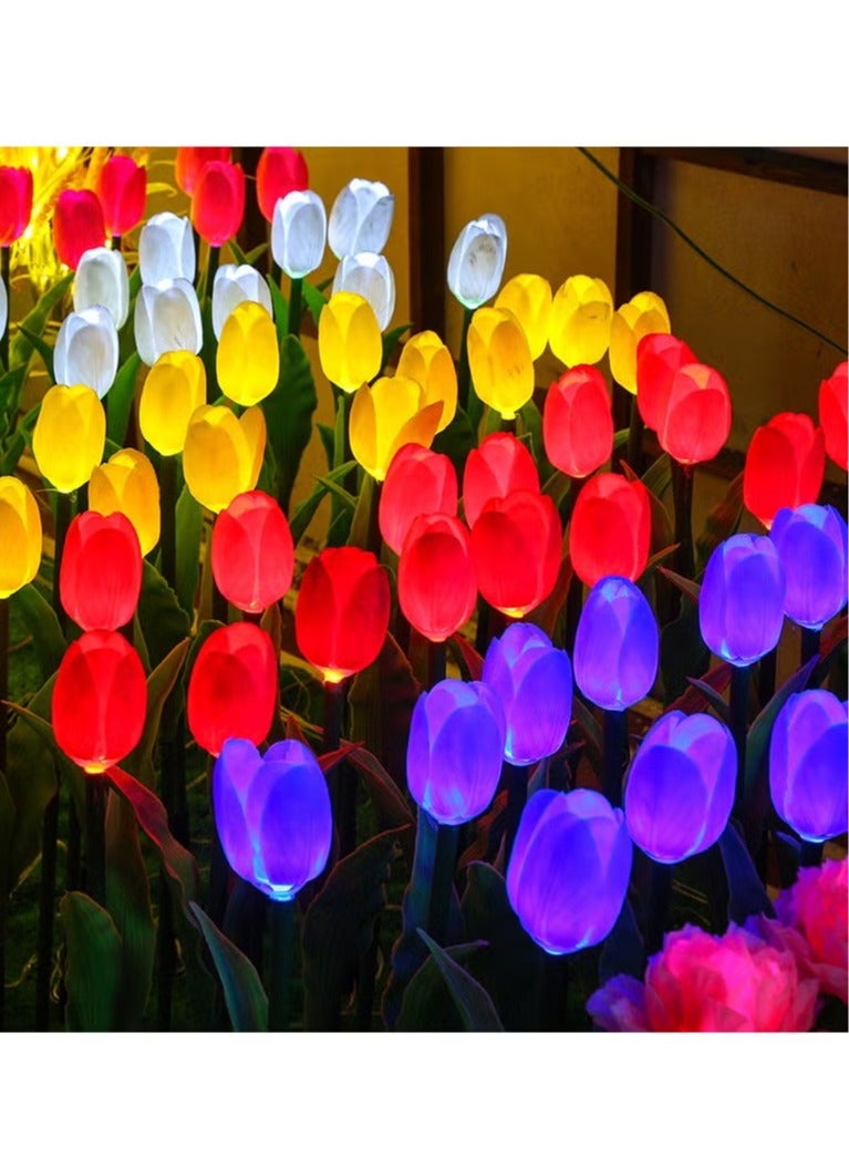 Generic 1 Set of 2 Solar Tulip Decorative Lights, Equipped with Adjustable Color Lighting, Used for Outdoor Decoration of Villa Courtyards, Gardens and Lawns  - Image 4