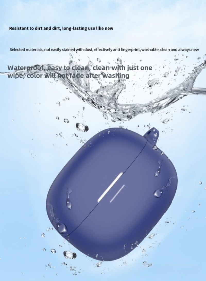 Silicone Case For Redmi Buds 6 Pro Earbuds Full-Body Protection Cover with Anti-Lost Keychain (Blue) - Image 3