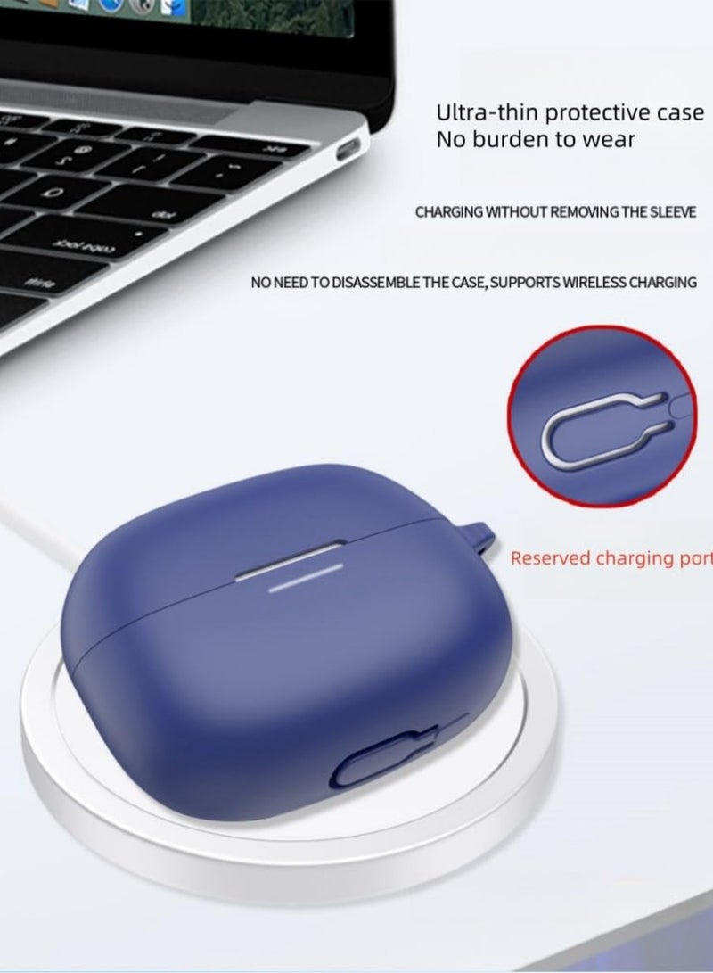 Silicone Case For Redmi Buds 6 Pro Earbuds Full-Body Protection Cover with Anti-Lost Keychain (Blue) - Image 4