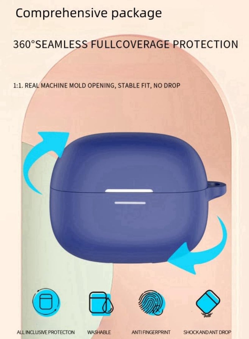 Silicone Case For Redmi Buds 6 Pro Earbuds Full-Body Protection Cover with Anti-Lost Keychain (Blue) - Image 5