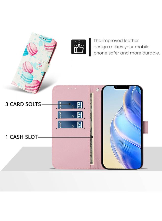 اس-توب جراب هاتف جلدي بنمط رسم فني ملون لهاتف iPhone 14 Plus - Image 4