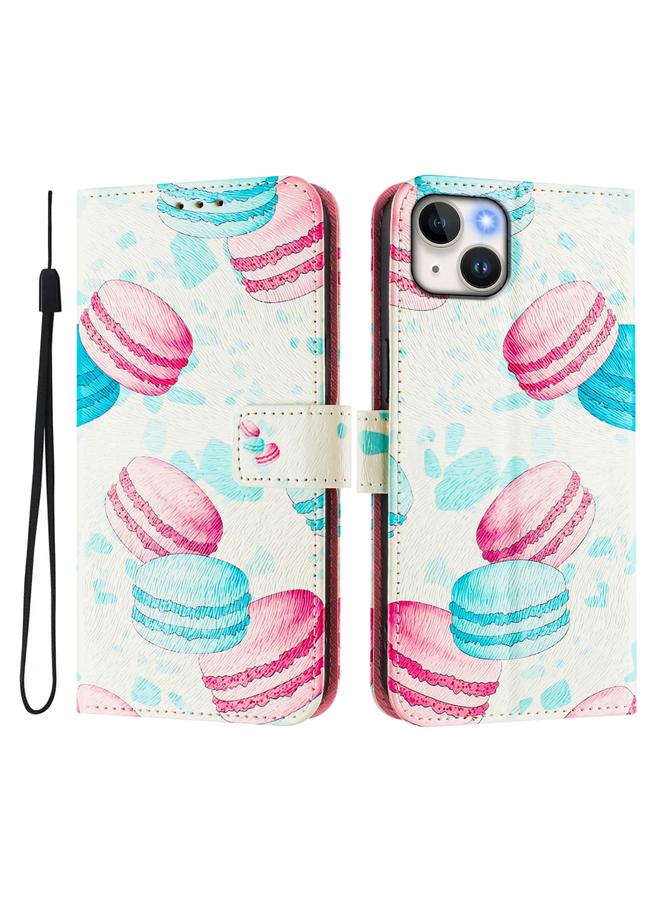 اس-توب جراب هاتف جلدي بنمط رسم فني ملون لهاتف iPhone 14 Plus - Image 2