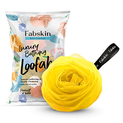 FABSKIN Rose Loofah for Bathing | Bath Shower Loofah Sponge Scrubber Exfoliator for Women and Men | Bathing Sponge | Body Wash Scrub for Bathing | Bath Scrubber For Body (Yellow) - Image 1