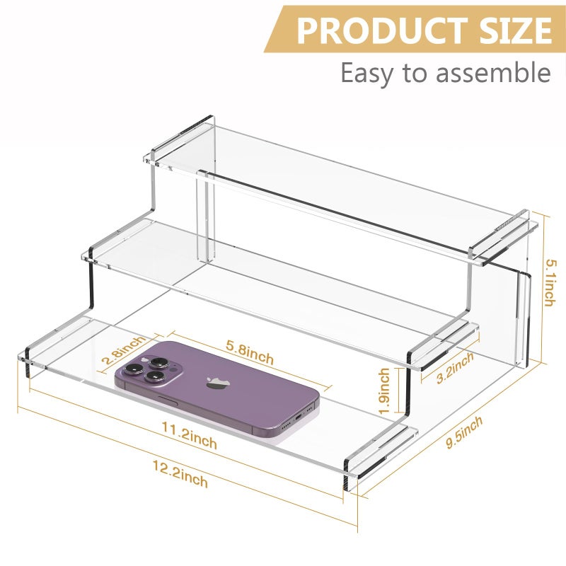 Suneerplay Acrylic Risers Display Stand, 3 Tier Cupcake Holder, Clear Perfume Organizer Stand, Display Shelf for Figures and Collection, Dessert Shelves for Party, Display Risers for Decoration and Organizer - Image 2