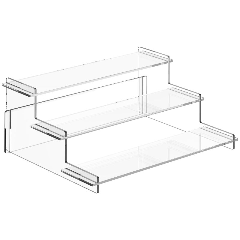 Suneerplay Acrylic Risers Display Stand, 3 Tier Cupcake Holder, Clear Perfume Organizer Stand, Display Shelf for Figures and Collection, Dessert Shelves for Party, Display Risers for Decoration and Organizer - Image 1