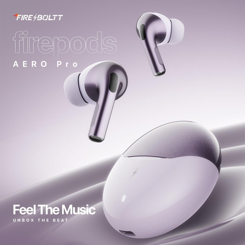 Fire-Boltt سماعات Aero TWS مع معادل صوت مخصص، بلوتوث لاسلكي 5.4، وقت تشغيل 50 ساعة، زمن استجابة 50 مللي ثانية، علبة شحن سريع، دعم التطبيقات، تحكم باللمس، مقاومة للماء IPX4، للألعاب والموسيقى - Image 2