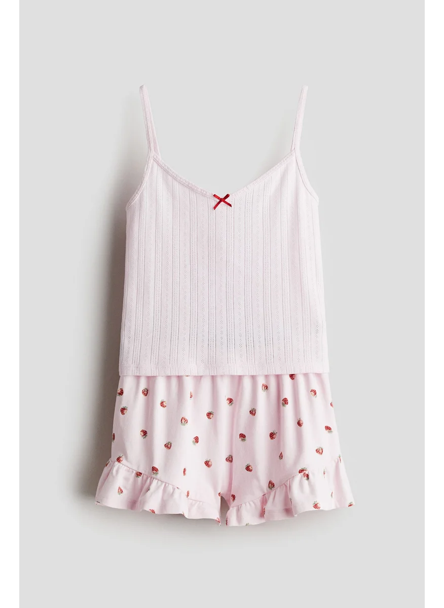 H&M Flounce-Trimmed Cotton Pyjamas