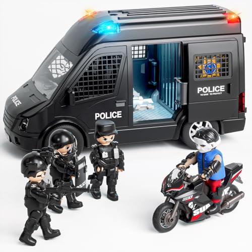 Doloowee Police Car Toy Truck for Kids 38 Large Toy Cars with Lights  Sounds Emergency Vehicle Toddler Toys Law Enforcement Role Playset Play  Learn Toddler Toys Ages 3 4 5 6 7 8 9 10 11 12 - Image 1