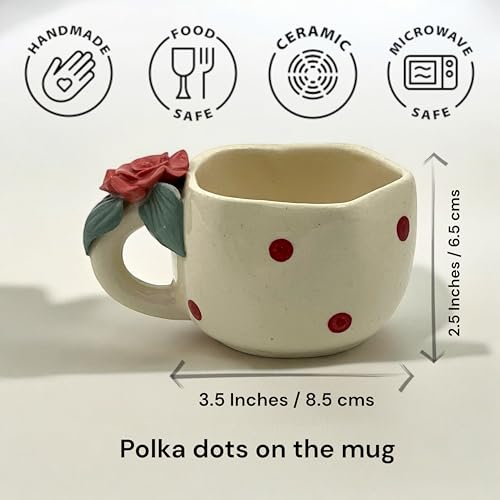 BACKKSPACE RETAIL Ceramic Mug with Unique Rose Flower on Handle – 250ml | White | Perfect for Coffee Tea Milk | Microwave and Dishwasher Safe | Ideal for Home, Office, Gifting, Diwali - Image 4