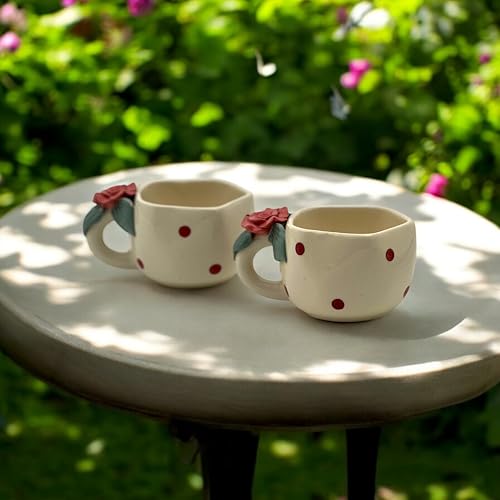 BACKKSPACE RETAIL Ceramic Mug with Unique Rose Flower on Handle – 250ml | White | Perfect for Coffee Tea Milk | Microwave and Dishwasher Safe | Ideal for Home, Office, Gifting, Diwali - Image 2