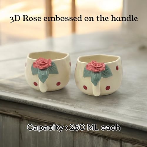 BACKKSPACE RETAIL Ceramic Mug with Unique Rose Flower on Handle – 250ml | White | Perfect for Coffee Tea Milk | Microwave and Dishwasher Safe | Ideal for Home, Office, Gifting, Diwali - Image 3