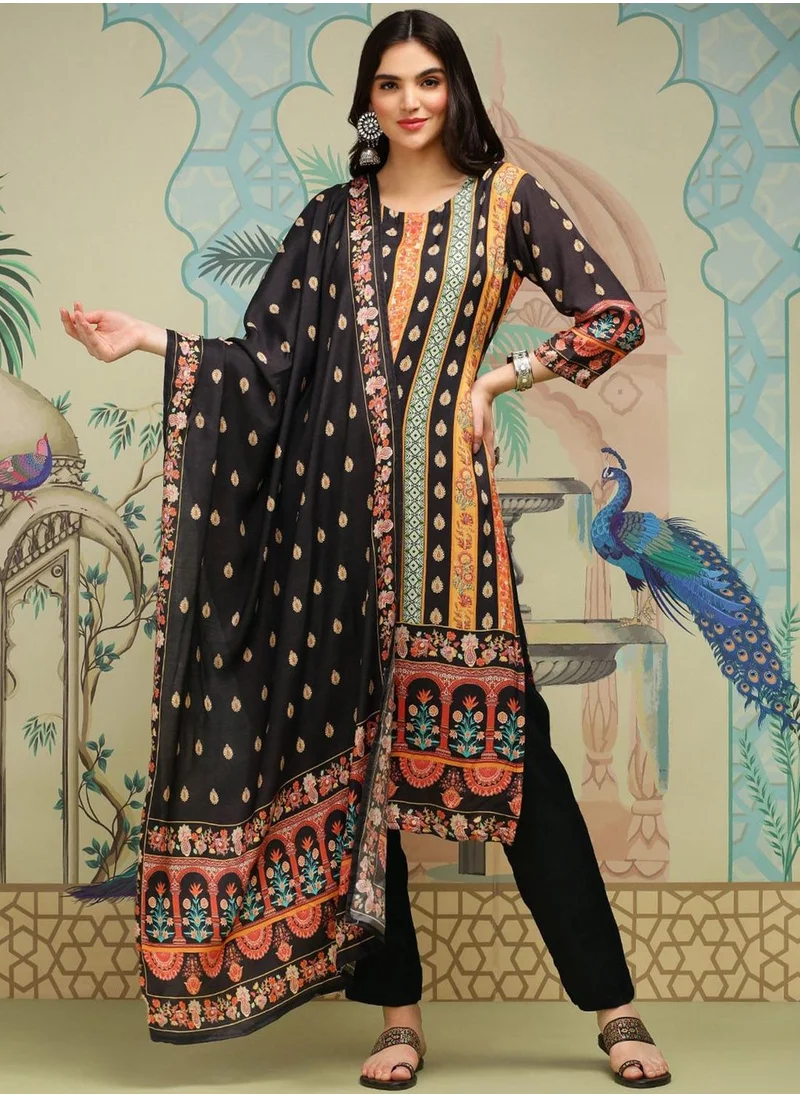 آي شين Women's Multicoloured Viscose Blend Embellished Tunic Full Length Casual Straight Fit Kurta Set