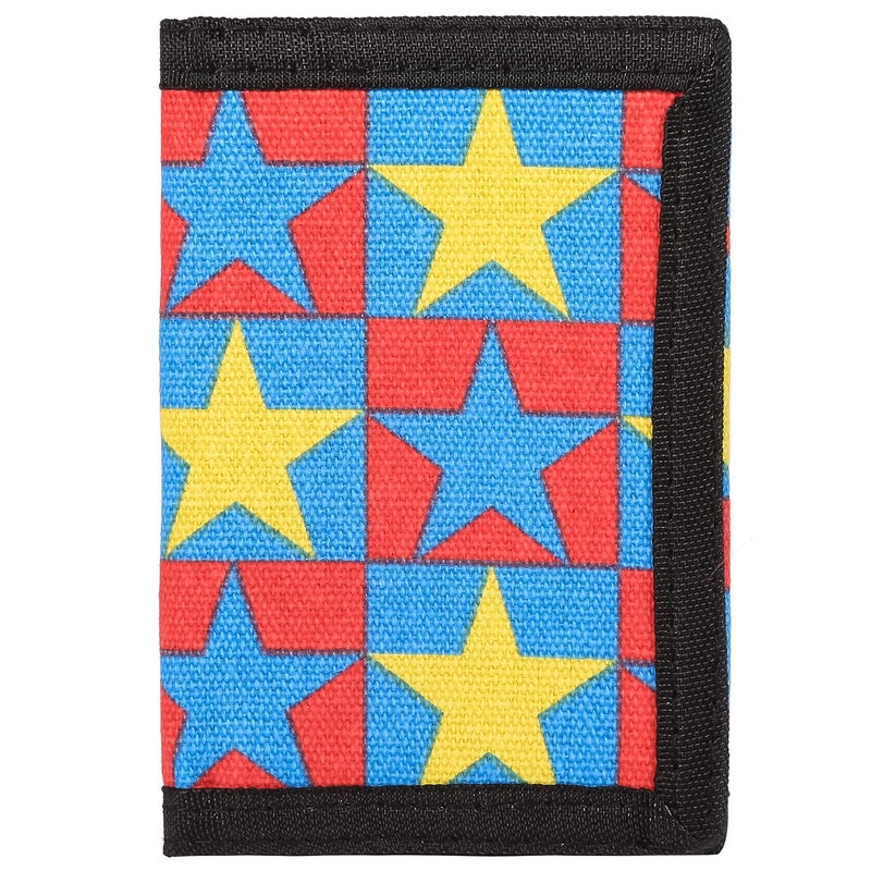 AI-DEE RFID Trifold Canvas Outdoor Sports Wallet for Kids - Front Pocket Wallet with Magic Sticker (Red Big Five-pointed Star) - Image 3