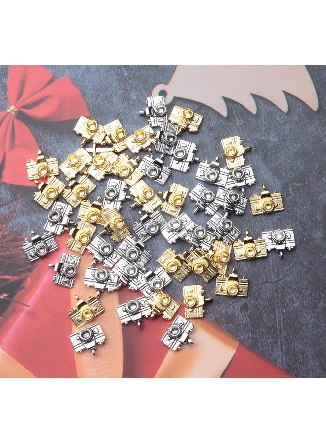 Ruwado 50 Pcs Camera Charms Silver Gold Mini Cute Metal Beading Jewelry Making Kit for DIY Crafting Christmas Gift Idea Necklace Bracelet Earring Keychain Making Supplies Accessories (Silver and Gold) - Image 2