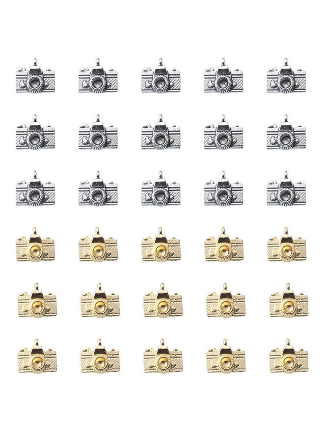 Ruwado 50 Pcs Camera Charms Silver Gold Mini Cute Metal Beading Jewelry Making Kit for DIY Crafting Christmas Gift Idea Necklace Bracelet Earring Keychain Making Supplies Accessories (Silver and Gold) - Image 1