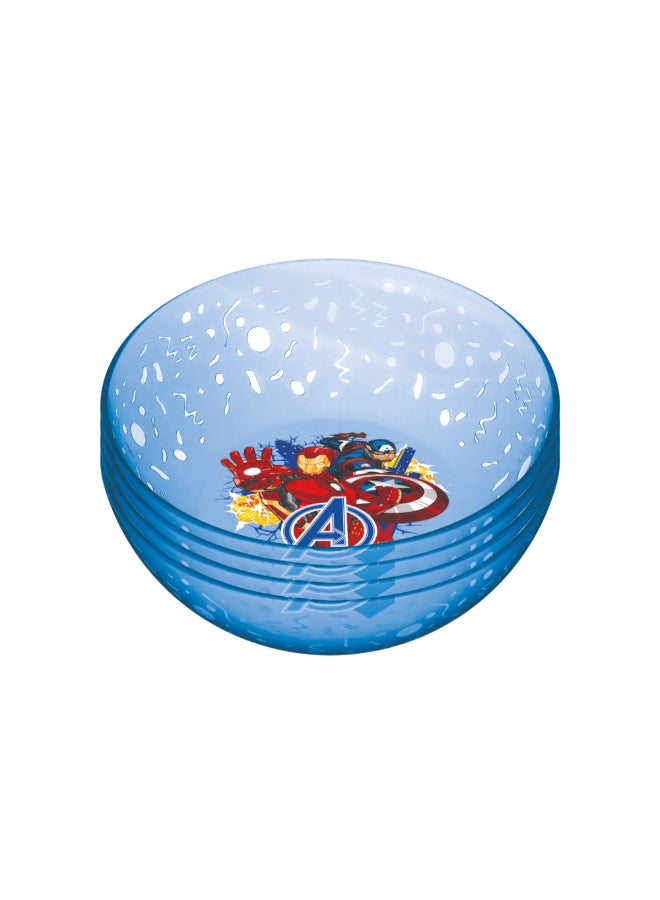 4-Piece Joy Round Shaped Polypropylene Avengers Printed Bowl Set Blue and Red  5.5 x 13.4 x 13.4 cm 11201