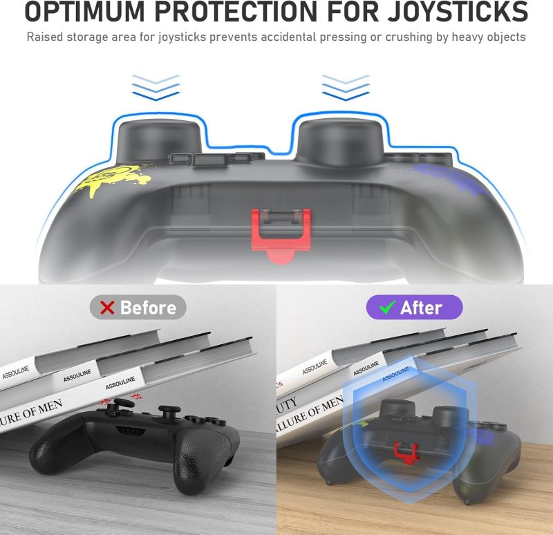 Semi-hard Military-grade Controller Case: Transparent Black, Full Dust Scratch Liquid Pet Hair Protection, Raised Joystick Guard, Slim Portable Travel Cover with Strap & Hook for Splatoon 3 Edition Sw - Image 3