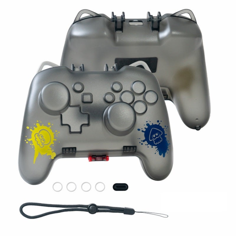 Semi-hard Military-grade Controller Case: Transparent Black, Full Dust Scratch Liquid Pet Hair Protection, Raised Joystick Guard, Slim Portable Travel Cover with Strap & Hook for Splatoon 3 Edition Sw - Image 1