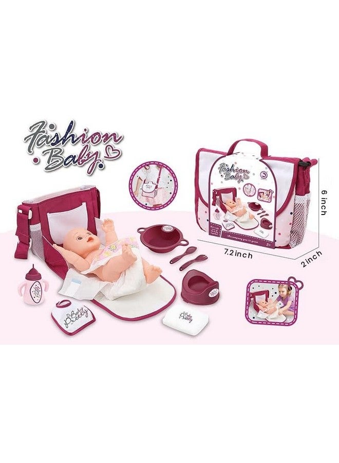 fash n kolor Fash N Kolor - Complete Baby Doll Changing Travel Diaper Bag with Baby Doll Accessories Set -Including 2 Magic Bottles, Pacifier, Pamper and lot more Accessories for your Baby Doll Bag  - Image 3