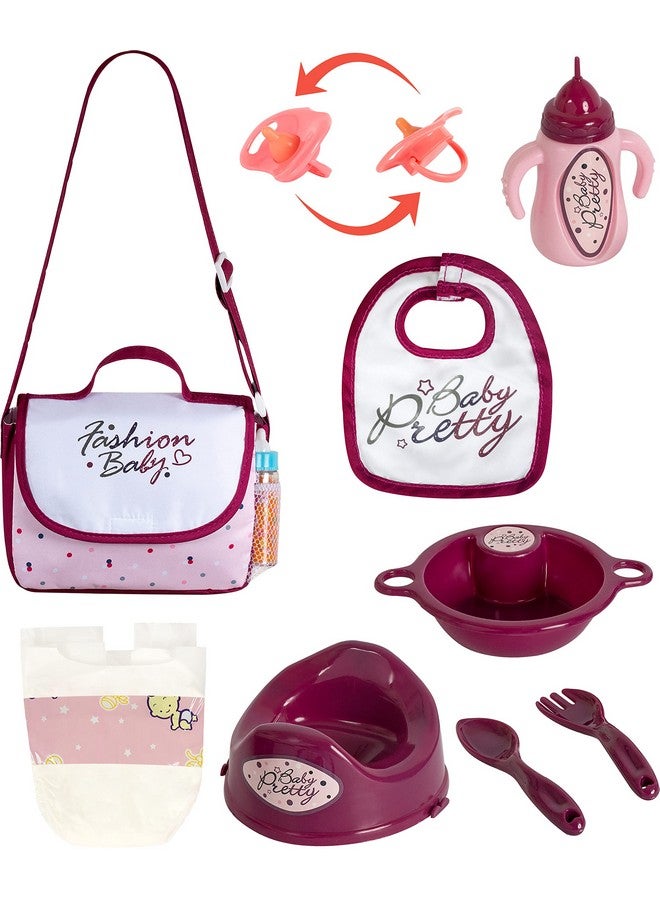 fash n kolor Fash N Kolor - Complete Baby Doll Changing Travel Diaper Bag with Baby Doll Accessories Set -Including 2 Magic Bottles, Pacifier, Pamper and lot more Accessories for your Baby Doll Bag  - Image 2