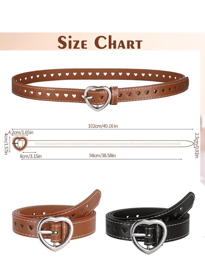 2 Pack Girls Elastic Belts, Adjustable Kids Belt, Elastic Stretch Belts with Heart Buckle for Boys Girls, Cute Heart Belt for Kids Toddler - Image 2