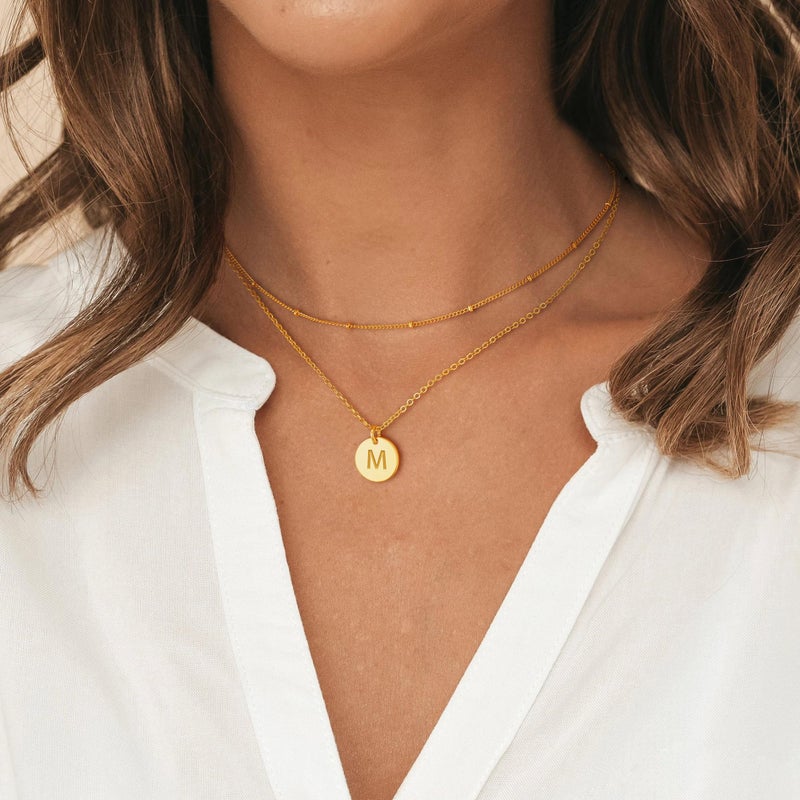 Vjoypro Layered Initial Necklaces for Women, 14K-Gold-Plated Initial T Letter Alphabet Coin Pendant Y-Necklaces Necklace Dainty Layering Bar Long Necklace Trend Jewelry Gifts - Image 3