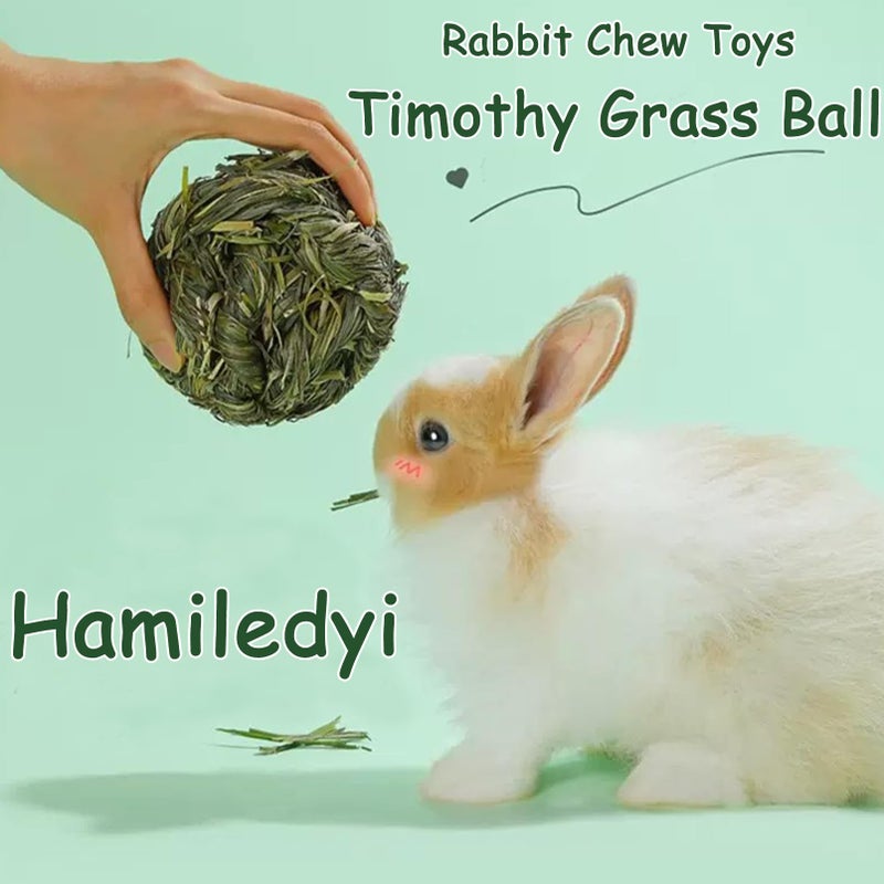 Hamiledyi Rabbit Chew Ball Timothy Grass Grinding Small Animal Activity Play Chew Toys for Bunny Rabbits Hamster Guinea Pigs Gerbils - Image 4
