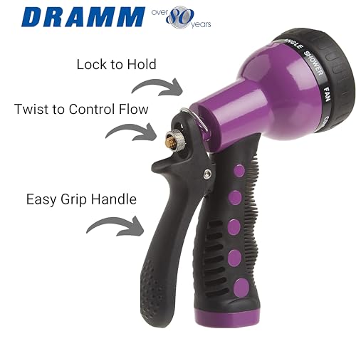 Dramm® Revolver Heavy Duty 9-Pattern Garden Hose Nozzle – Adjustable Metal Spray Gun with Thumb-Control Flow & Ergonomic Grip – Orange - Image 2