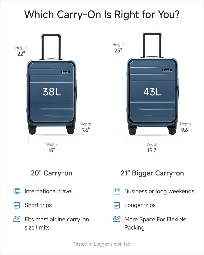 LUGGEX Carry On Luggage Top Opening, FLA Aluminum Frame Trunk Style Luggage, Polycarbonate Hard Shell Suitcase (FX-Enhance, Charcoal Metallic, 20 Inch, 38L) - Image 4