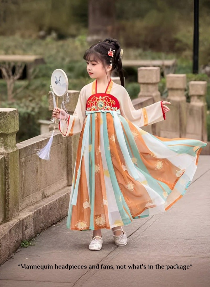 Chinese Traditional Hanfu Costume girl Ancient Han Dynasty Dress Oriental Princess Dress Lady Elegance Tang Dynasty Dance Wea 100cm Height Kids - Image 2
