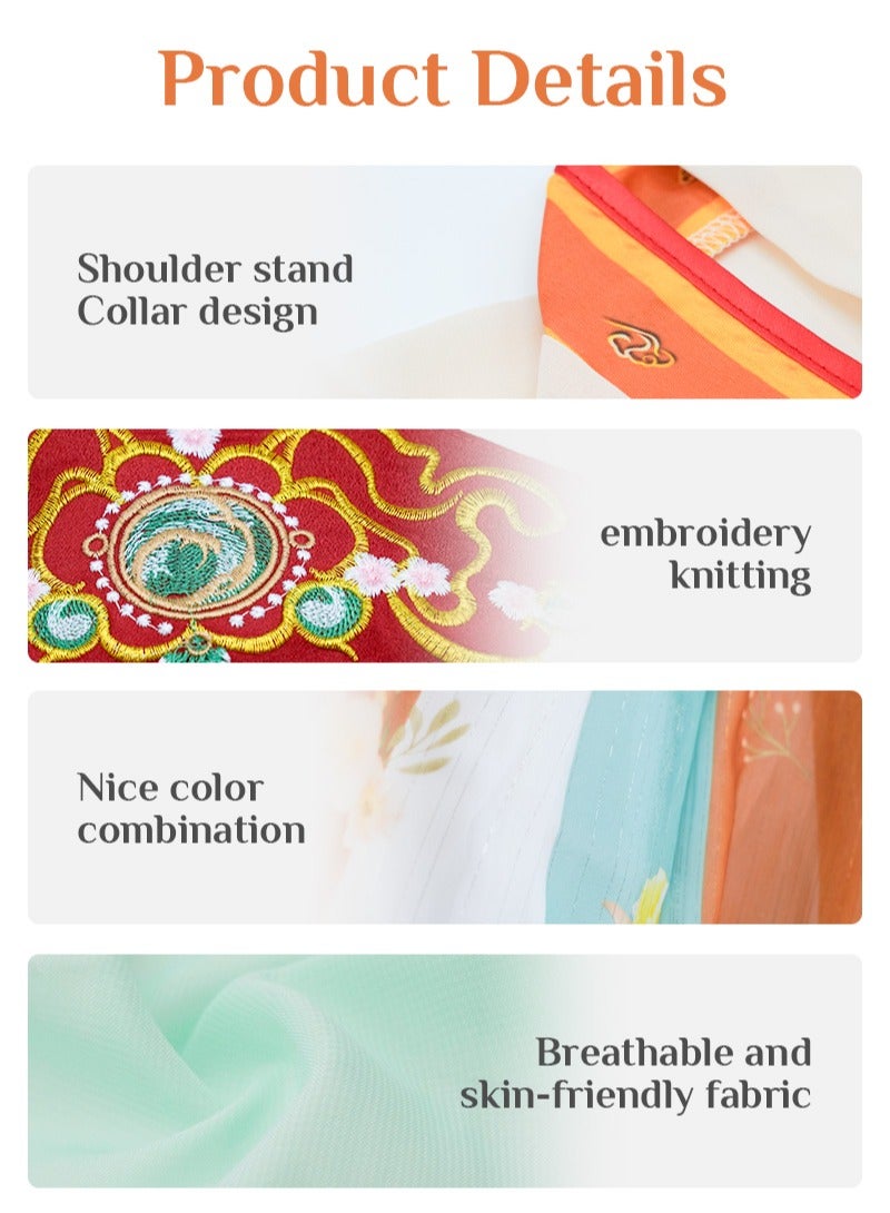 Chinese Traditional Hanfu Costume girl Ancient Han Dynasty Dress Oriental Princess Dress Lady Elegance Tang Dynasty Dance Wea 100cm Height Kids - Image 4