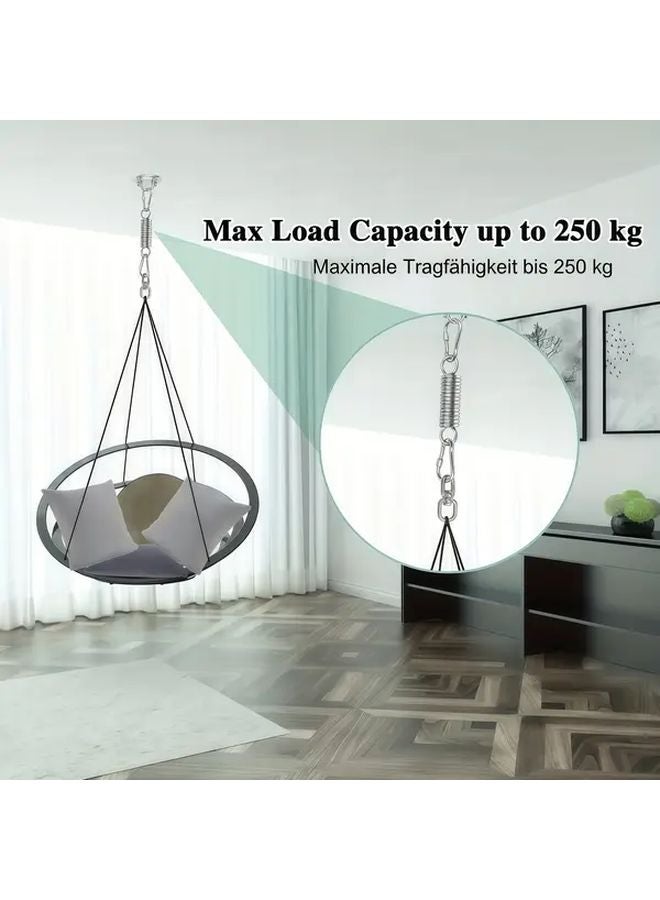 Black Steel Ceiling Mounted Spring Hook Set With 2 Locking Hooks 360 Degree Rotation Rust Resistant For Hanging Chairs Sandbags Yoga Fitness Equipment - Image 2