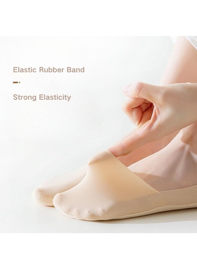 ماكدو 5 أزواج جوارب صيفية قصيرة، جوارب حريرية ثلجية، جوارب قطنية ضحلة رقيقة غير مرئية من الأسفل، جوارب غير قابلة للانزلاق ومضادة للكعب (لون البشرة) - Image 5