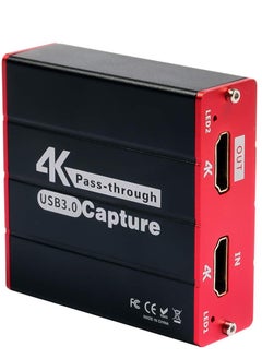 USB 3.0 HDMI Game Capture Card for Streaming and Recording, 4K HDMI Pass-Through, Compatible with PS5/PS4/Xbox/Camera/DSLR, Low Latency, Supports Windows and Mac.