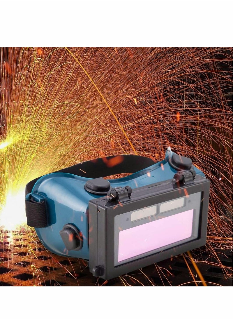 Generic - Auto Darkening Welding Goggles with Clear Inner Lenses, Welding Helmet Solar Welder Eyes Glasses, Eye Protection Welding Glasses Flip Up Lens (Dark Green) - Image 1