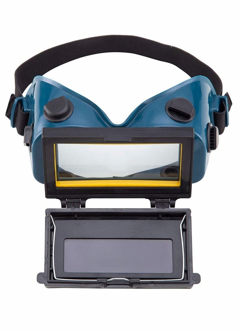 Generic - Auto Darkening Welding Goggles with Clear Inner Lenses, Welding Helmet Solar Welder Eyes Glasses, Eye Protection Welding Glasses Flip Up Lens (Dark Green) - Image 1