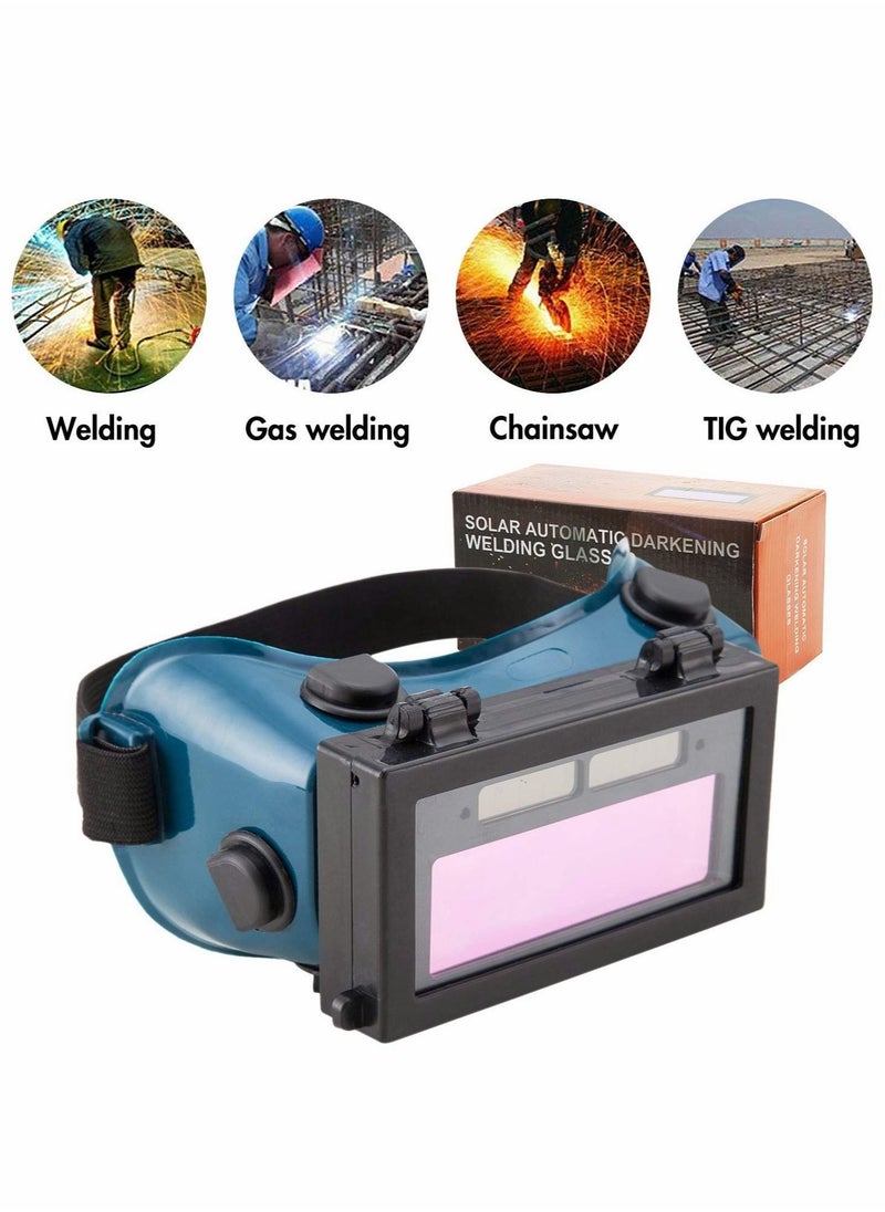 Generic - Auto Darkening Welding Goggles with Clear Inner Lenses, Welding Helmet Solar Welder Eyes Glasses, Eye Protection Welding Glasses Flip Up Lens (Dark Green) - Image 1
