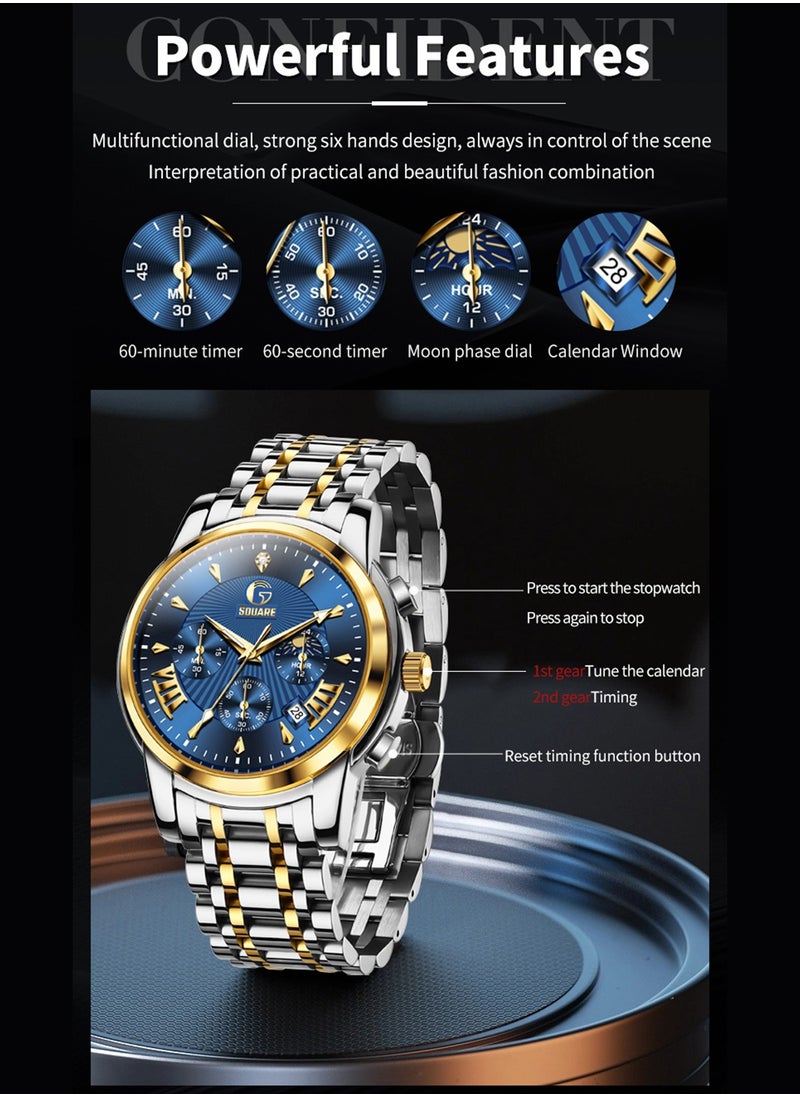 Gsquare Men's Analog Quartz Blue Dial Stainless Steel Watch-2892  - Image 3
