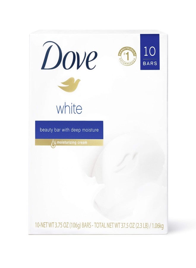Dove Beauty Bar More Moisturizing than Bar Soap White Effectively Washes Away Bacteria, Nourishes Your Skin 3.75 oz, 10 Bars - Image 1