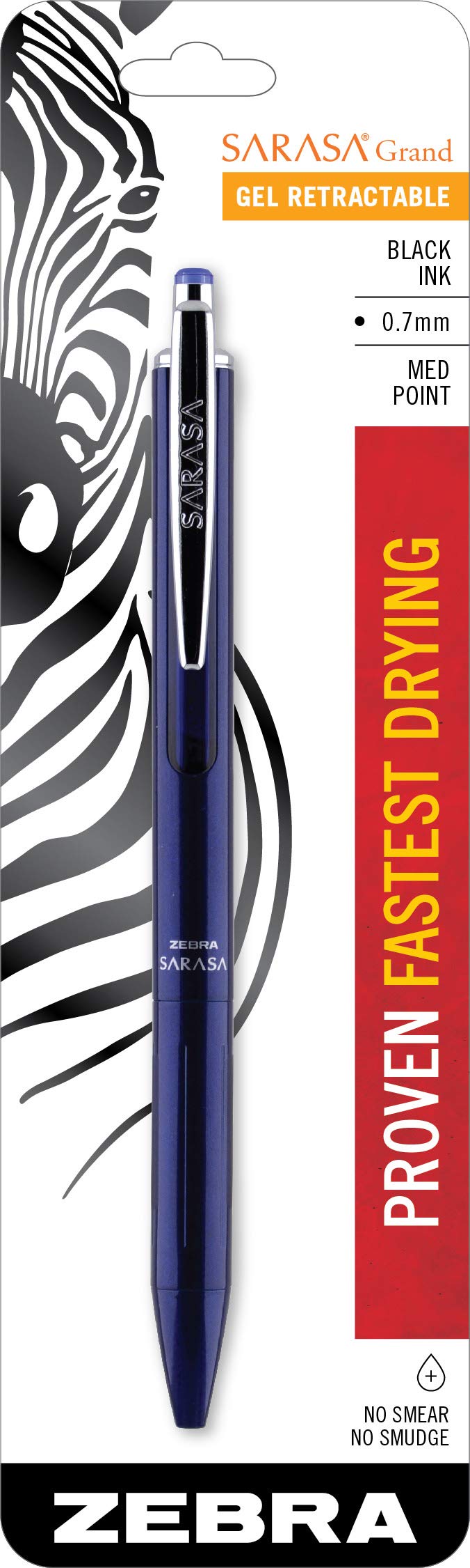 Zebra Pen قلم زيبرا بن ساراسا غراند، قلم حبر جل قابل للسحب، برميل أزرق داكن، نقطة متوسطة، 0.7 مم، حبر أسود، عبوة واحدة (45211) - Image 1